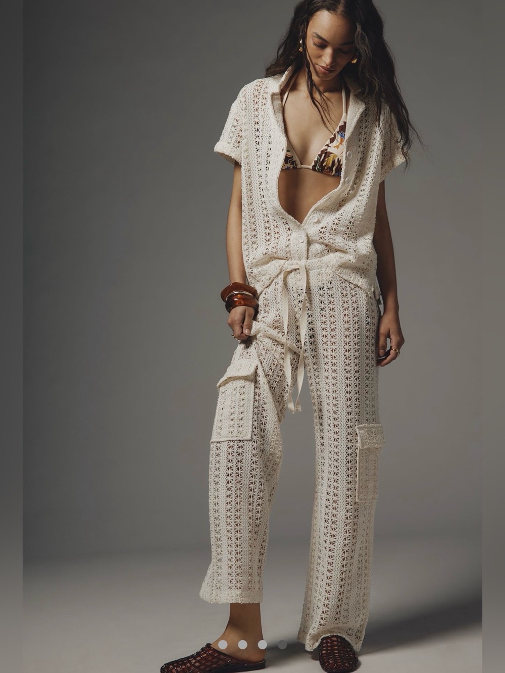 NWT Anthropologie Crochet Swim Cover-up Pant & Shirt Set